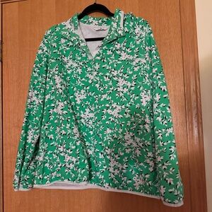 WORN ONCE: Draper James/Lands’ End Green and White Floral Sweater